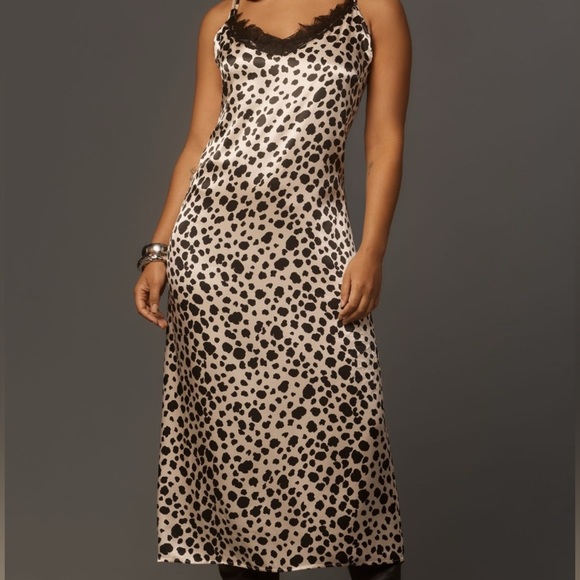 Anthropologie Vintage Y2K Inspired Dalmatian Print Slip Dress Size Medium - Picture 1 of 16